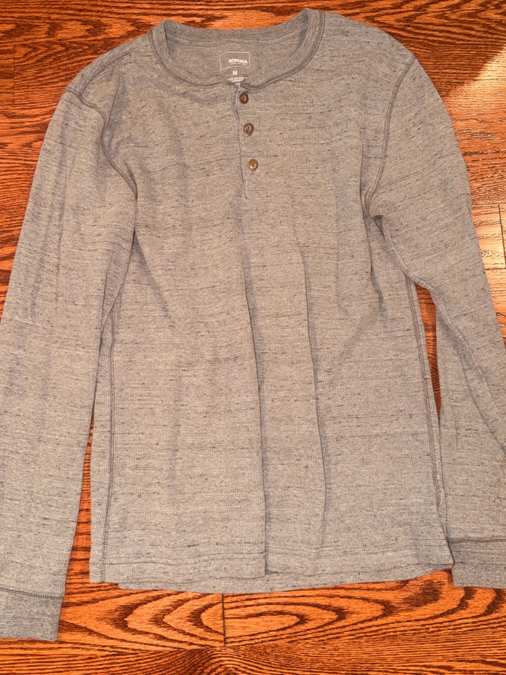 Sonoma Waffle Knit Henley Shirt | Men’s Medium | Heather Gray